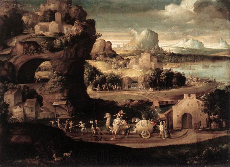 CARPI, Girolamo da Landscape with Magicians fs Spain oil painting art